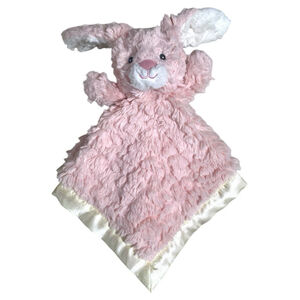 Mary Meyer Pink Putty Bunny Rabbit Plush Lovey Satin Back Trim Security Blanket